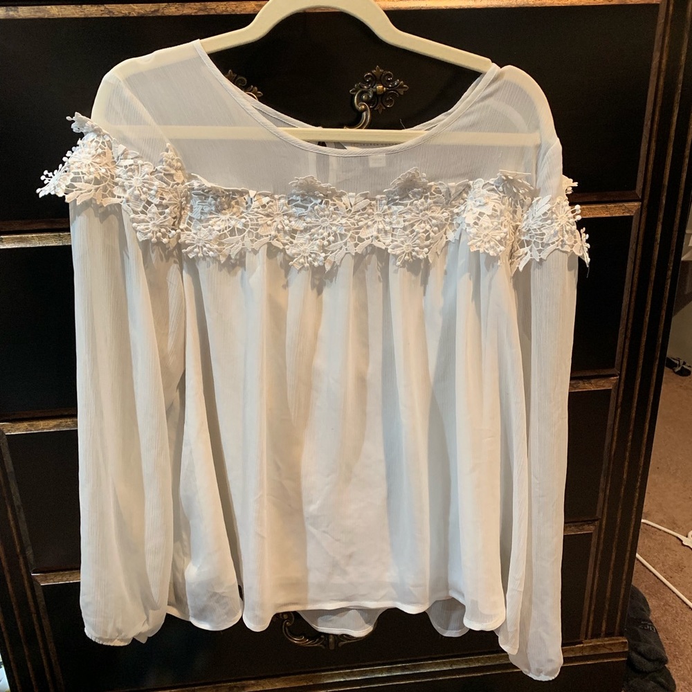 LC Lauren Conrad white lace top